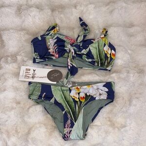 Mala Kids Floral Bikini - Blue and Green